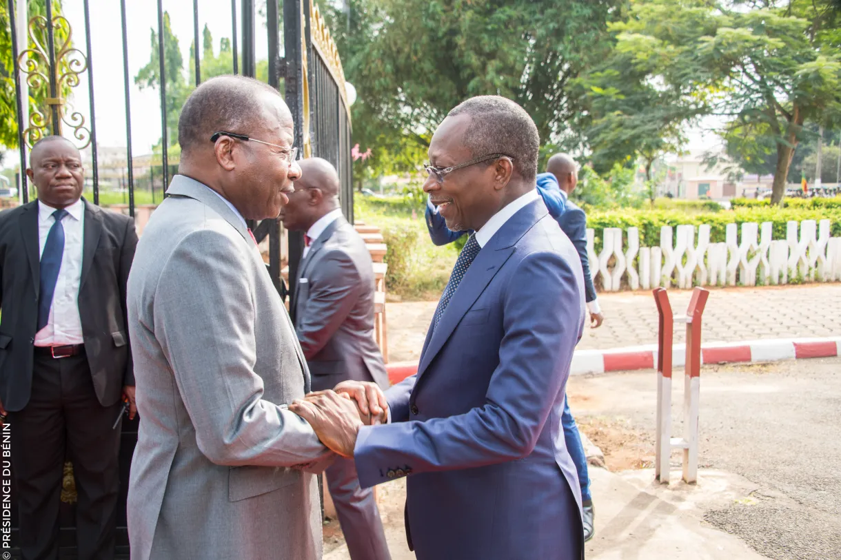 L'ex-chef du parlement Adrien Houngbédji et le président Patrice Talon.